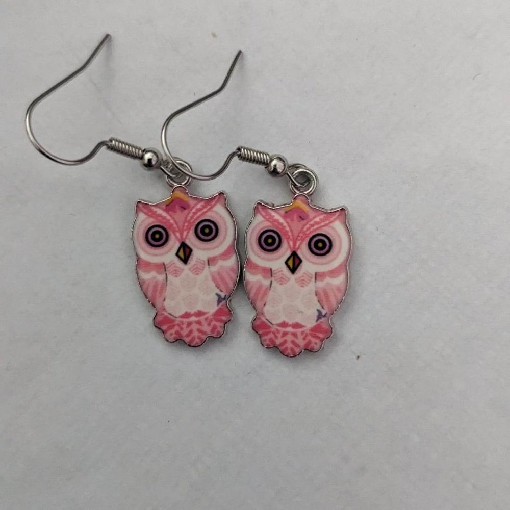 Light Pink Owl Earrings